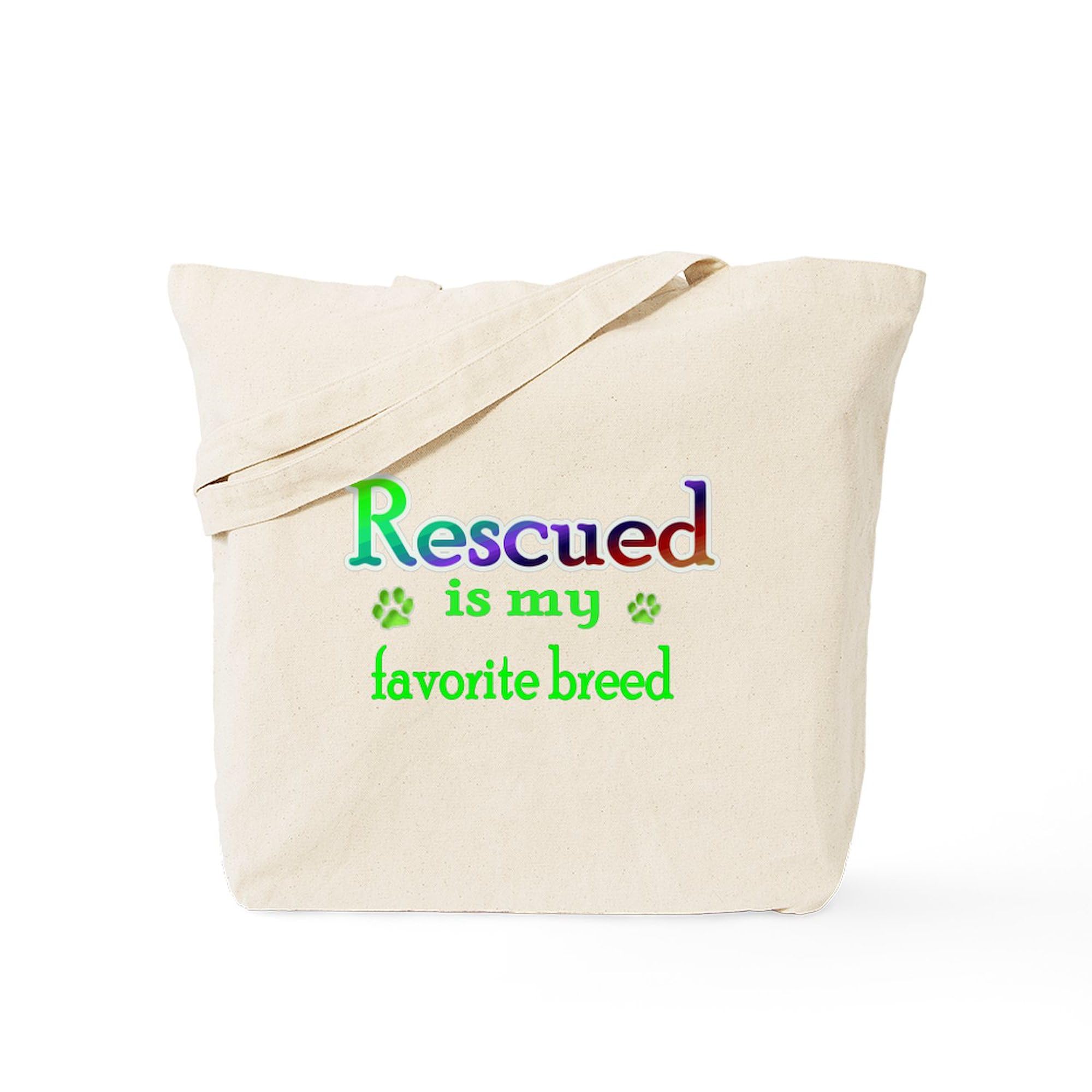 Rescued Is My Favorite Breed Tote Bag - Eco-Friendly Natural Canvas Reusable Shopping Bag for Dog Lovers, Groceries & Beach Trips