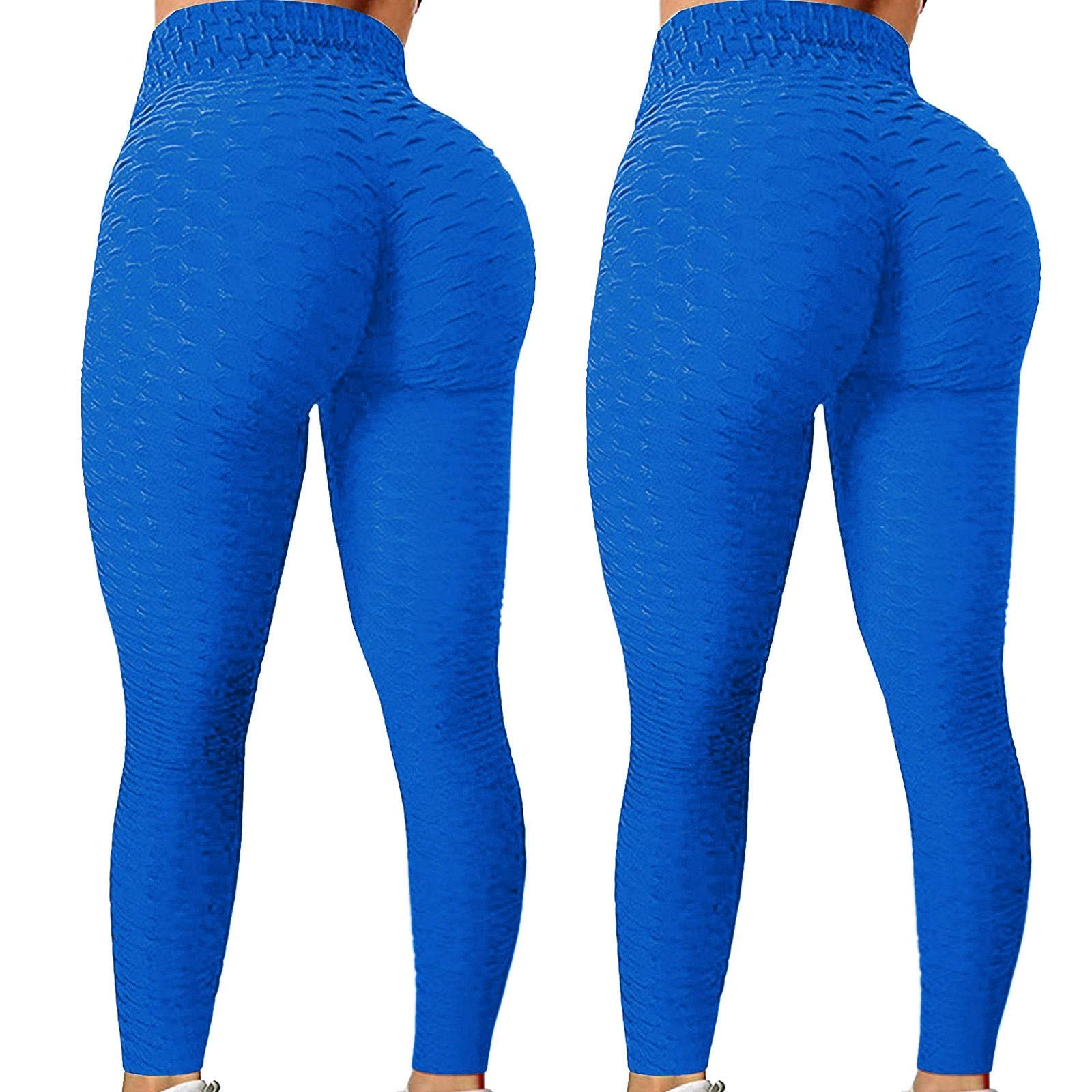 FMCHICO 2 Pack Butt Lifting Anti-Cellulite Leggings for Women - High Waisted Yoga Pants with Tummy Control, Workout Tights for Running, Gym & Everyday Wear