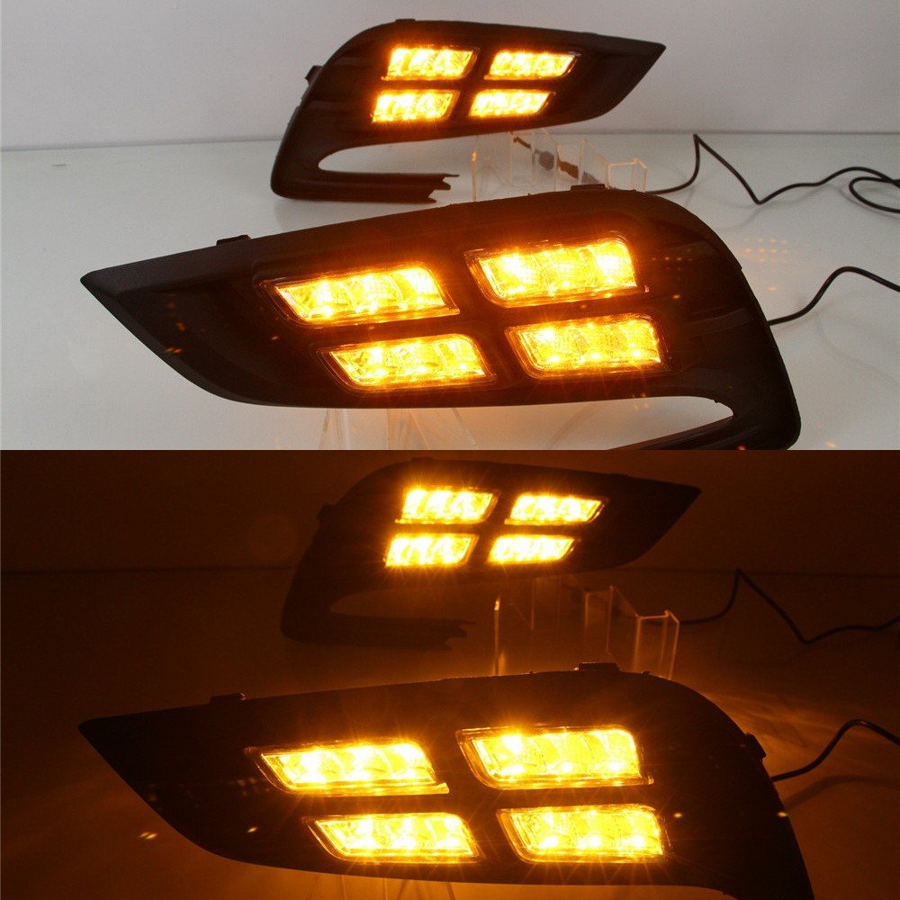 LED Daytime Running Lights Compatible for Buick Encore & Opel Mokka X (2016-2020) - 6000K White DRL Fog Lamps with Amber Turn Signals | Durable Front Bumper Lights for Enhanced Visibility & Safety in Day/Night Driving