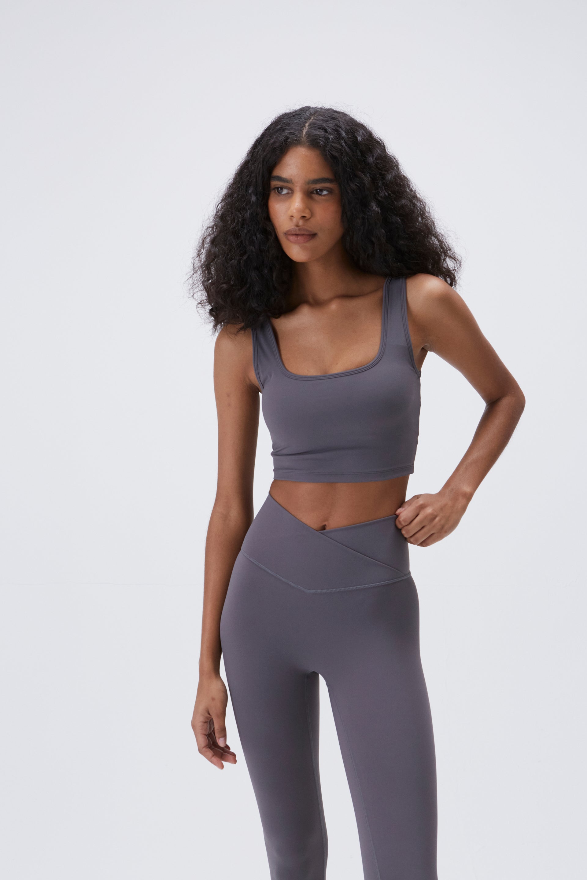 Ultimate Square Neck Bra for Women - Dark Grey Seamless Comfort for Everyday Wear & Yoga