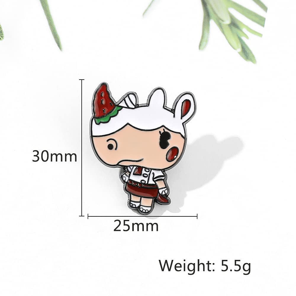Animal Crossing New Horizons Brooch Pins - Cute Strawberry Rhino Merengue Metal Enamel Pins for Backpacks & Clothes | Game Series Lapel Badges Collection | Perfect Gifts for AC Fans | Great for Cosplay, Conventions & Everyday Fashion