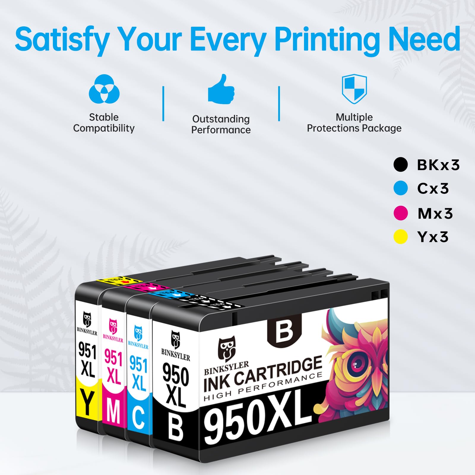 12-Pack 950XL 951XL Ink Cartridges - High Yield Compatible for HP 950 951 950XL 951XL - Works with HP Officejet Pro 8600 8610 8620 8625 8100 Printers (3BK 3C 3M 3Y) - Perfect for Home Office Printing, Business Documents & High Volume Printing Needs