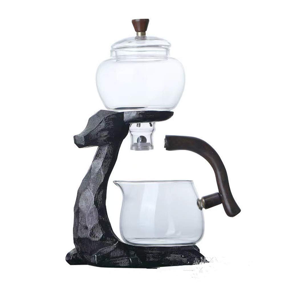 Premium Borosilicate Glass Teapot Set - Heat-Resistant Deer Design Teapot with Infuser - Perfect for Loose Leaf Tea, Herbal Tea & Iced Tea Brewing at Home, Office or Gift Giving (Black)