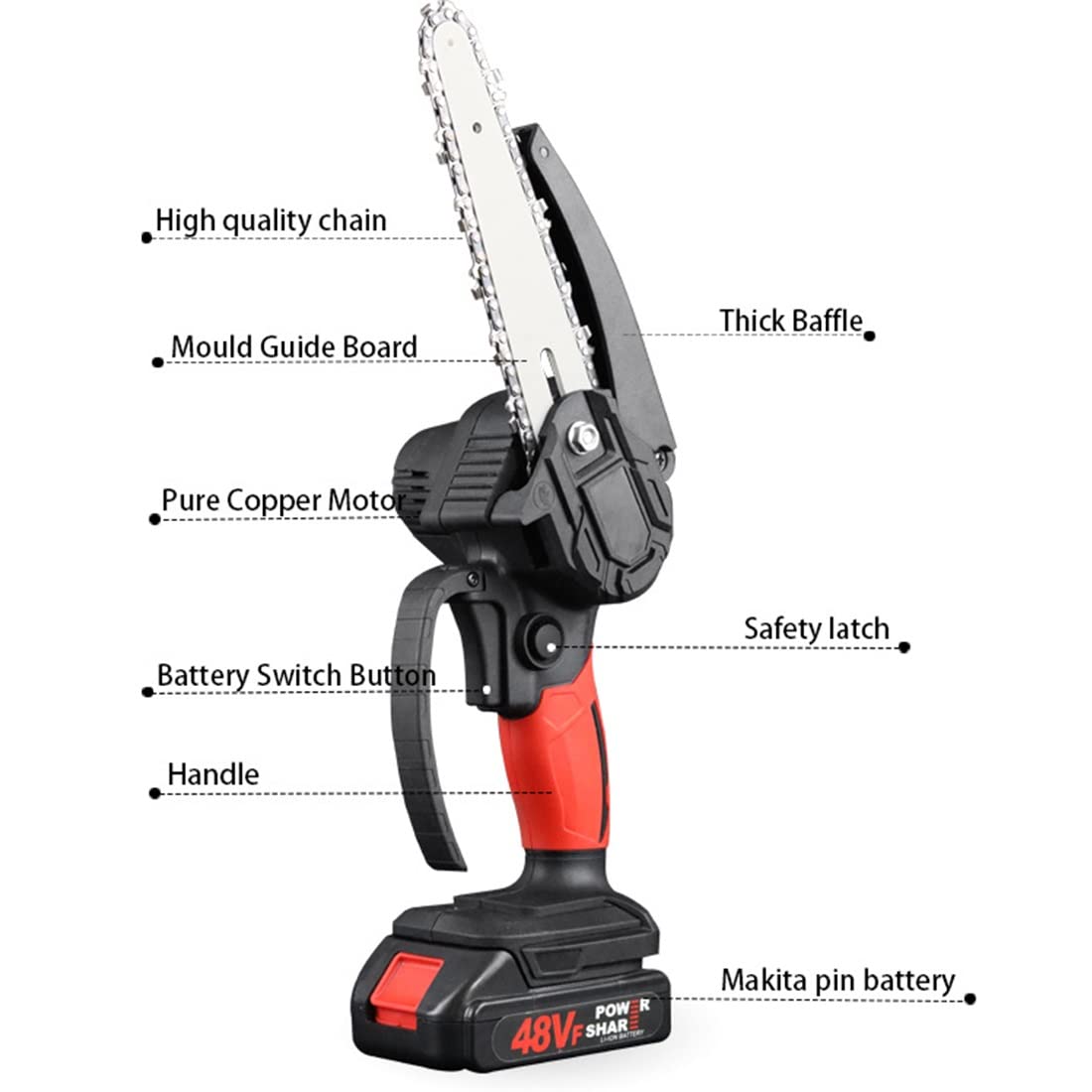 4 Inch Cordless Mini Chainsaw - Lightweight Handheld Battery Powered Chainsaw for Wood Cutting, Tree Trimming, Pruning & DIY Projects | Perfect for Garden Maintenance, Camping & Outdoor Use