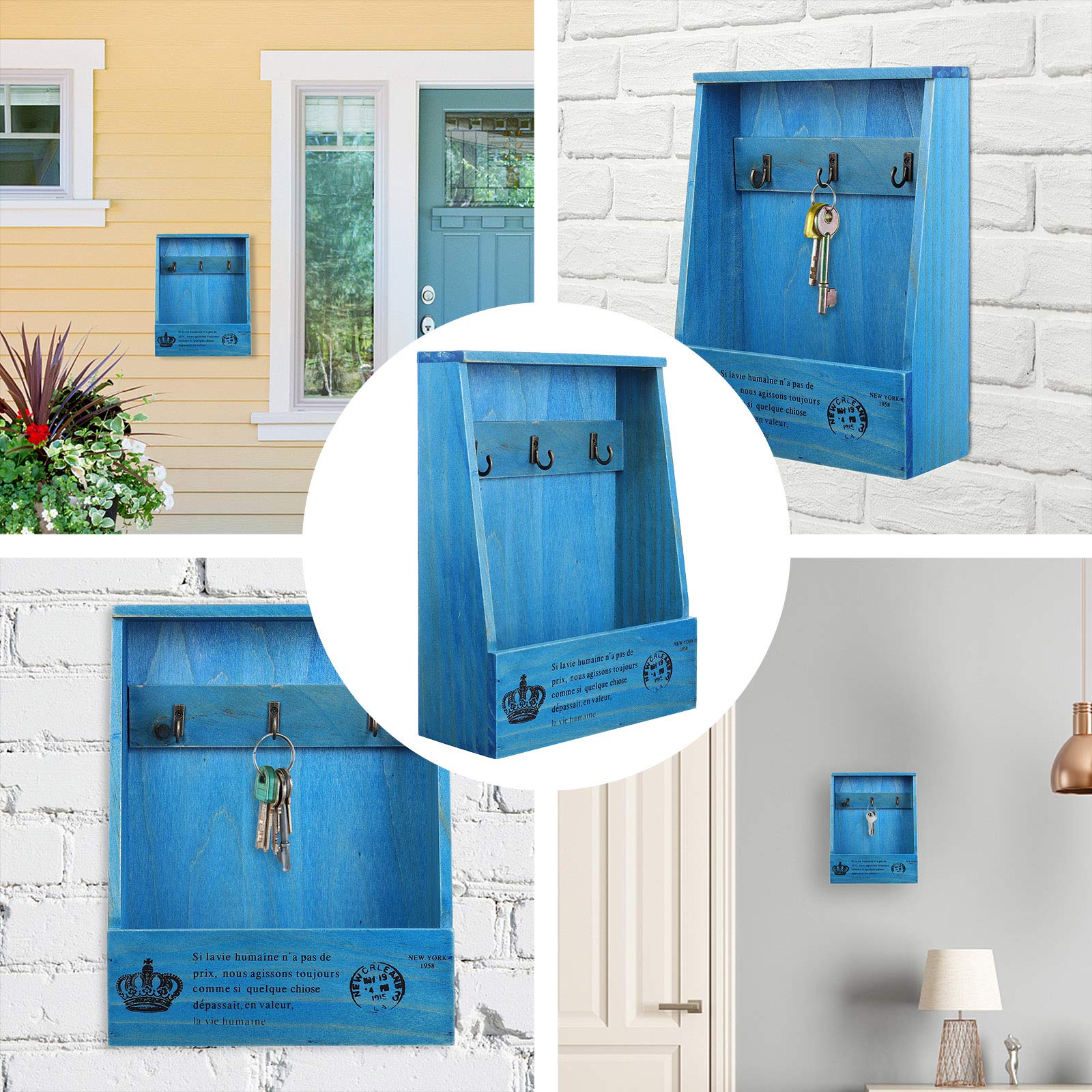 BESPORTBLE Wall Mount Key Holder - Hanging Key Storage Box with Hooks for Home, Office & Entryway Organization - Durable Key Case & Container for Keys, Mail & Small Essentials