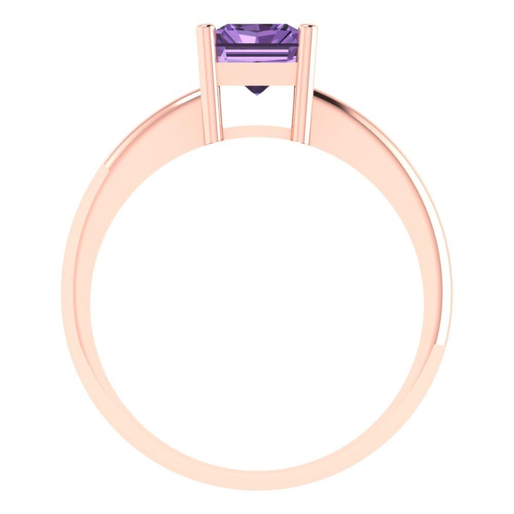 1.75ct Radiant Cut Simulated Alexandrite Solitaire Ring - 18K Rose Gold Engagement, Wedding, Promise & Anniversary Ring for Women | Perfect for Proposals, Bridal Jewelry & Special Occasions