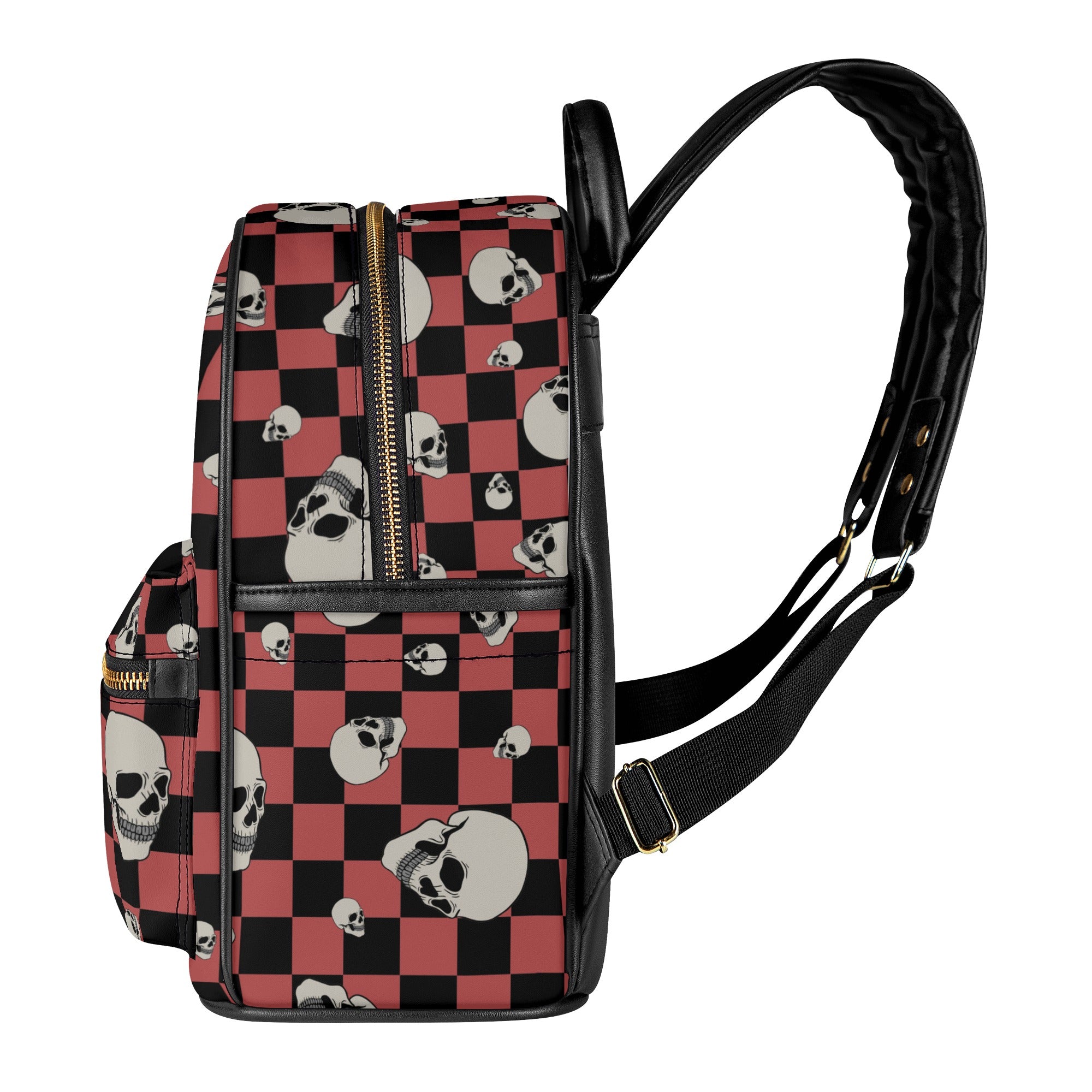 Stylish Checkers and Skull Print Casual Backpack for School, Travel & Everyday Use | Trendy Unisex Laptop Bag for Teens & Adults