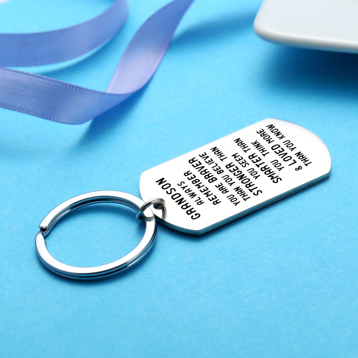 Inspirational Grandson Keychain - Thoughtful Gift from Grandmother & Grandparents with Powerful Message - Perfect for Birthdays, Graduation & Special Occasions