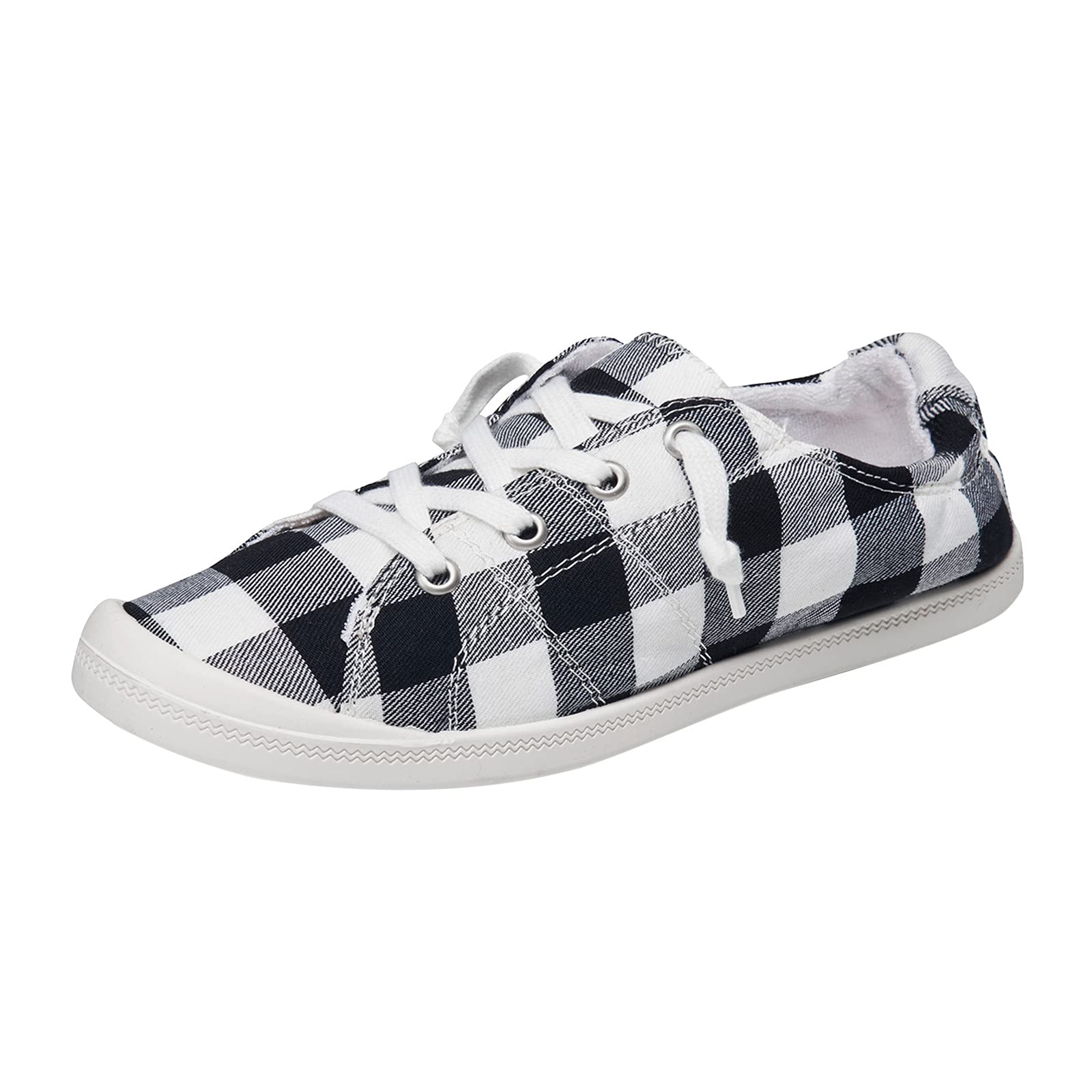 Women's Casual Canvas Lace-Up Loafers - Slip On Flat Shoes for Everyday Wear | Comfortable Walking Shoes for Work, Travel & Outfits