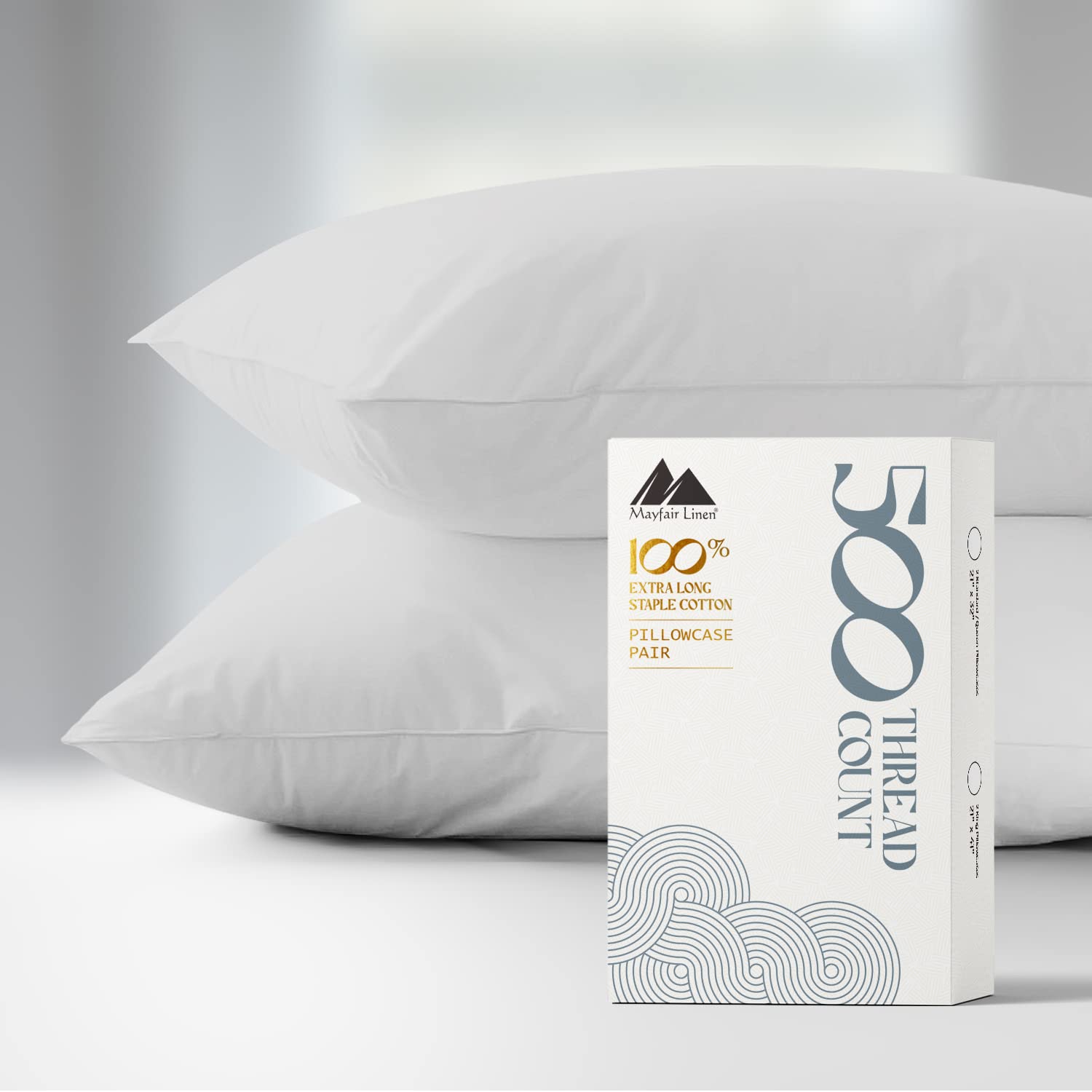 Mayfair Linen 100% Cotton King Size Pillowcases Set of 2 - 500 Thread Count Ultra Soft Sateen Weave Pillow Covers (Silver) | Luxury Bedding for Cool Sleep & Hotel-Style Comfort