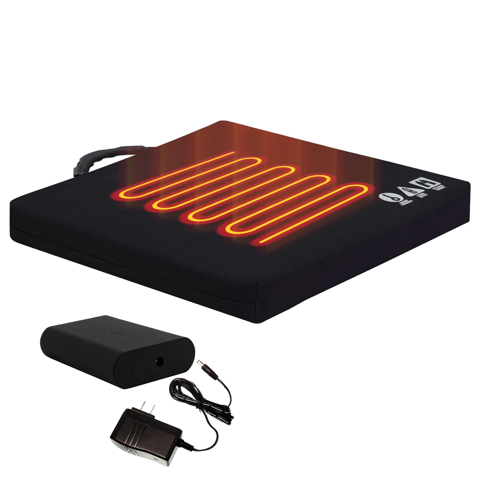 Portable Heated Stadium Seat Cushion with Rechargeable Battery - Bench Warmer for Outdoor Sports, Camping & Winter Events - Durable Cordura Fabric in Black