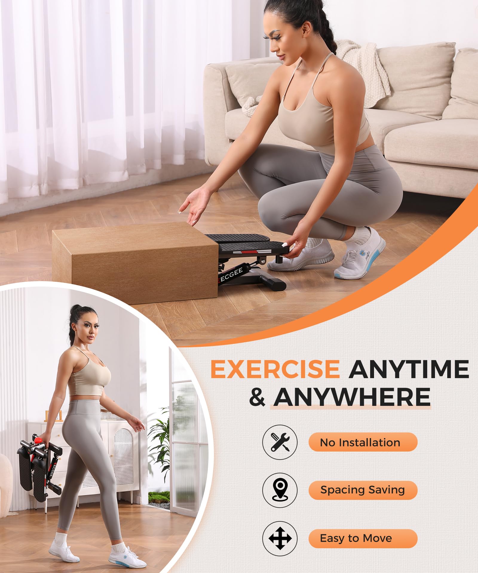 Mini Stepper with Hydraulic Resistance - Portable Stair Climbing Exercise Machine for Home Gym, Cardio & Leg Workout | Perfect for Small Spaces, Office & Apartment Fitness