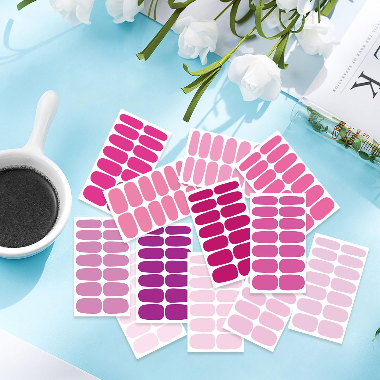 20 Sheets 280 Pcs Mix-Color Solid Nail Polish Strips for Women & Girls - Self-Adhesive Gel Nail Wraps in Pink, Yellow & More - Easy DIY Nail Art Stickers for Home, Party & Special Occasions
