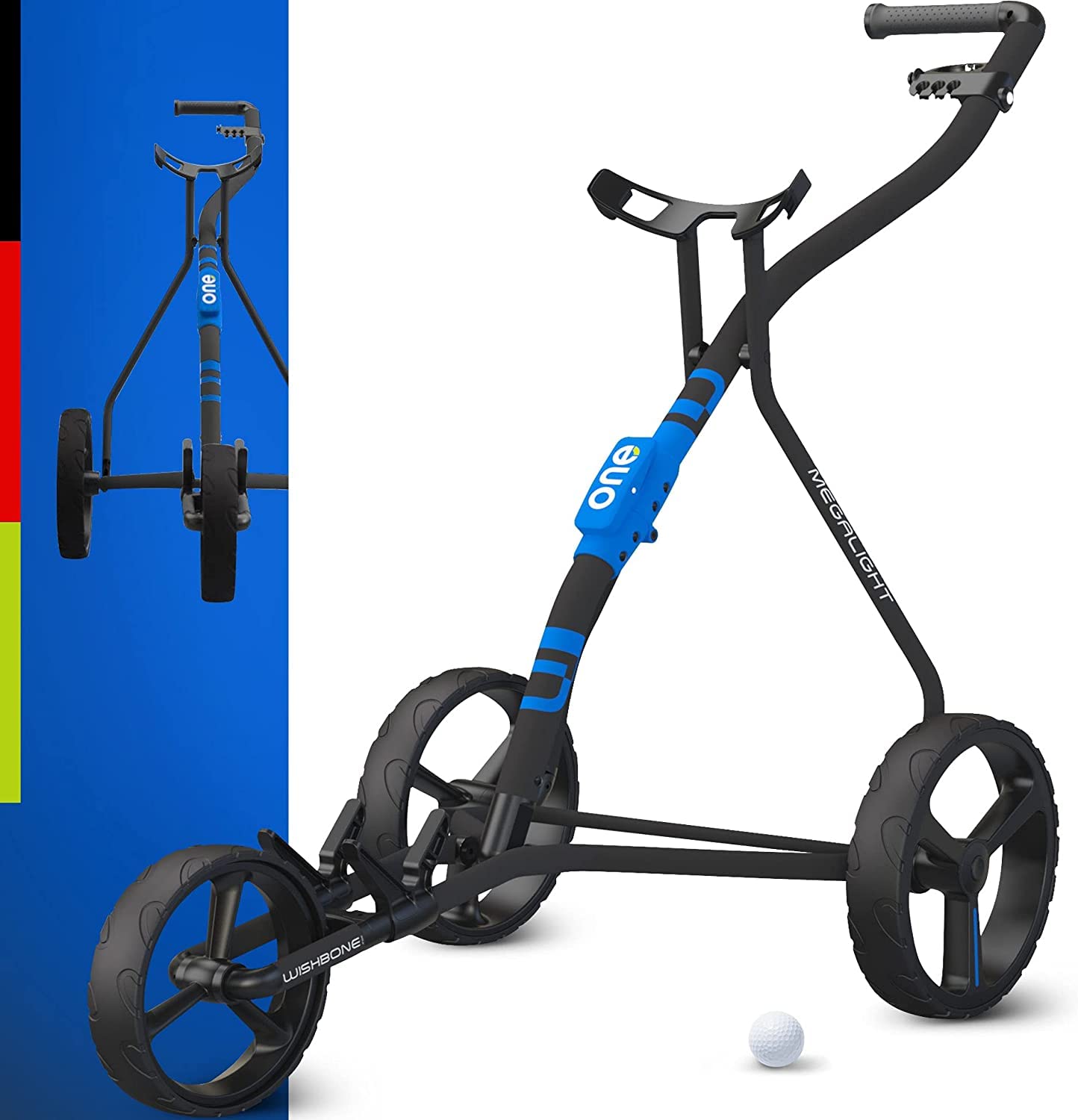 WishboneGolf Premium Golf Push Cart - Aircraft Grade Aluminum Lightweight Golf Caddy | Perfect for Golf Course, Driving Range & Outdoor Sports