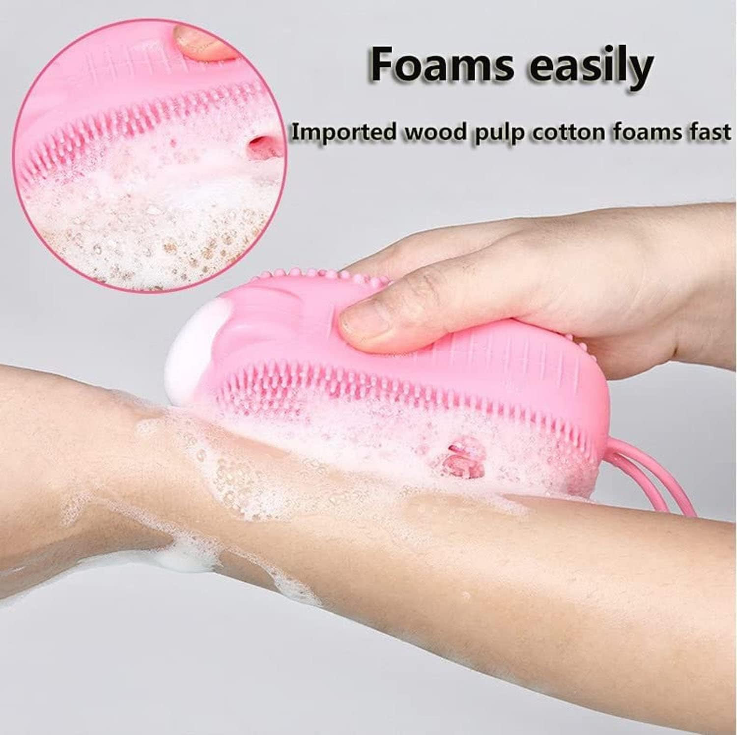 BIRZAR Silicone Bath Brush - Dual-Sided Shower Brush for Gentle Exfoliation & Massage | Body Scrubber That Foams Easily | Perfect for Sensitive Skin & Spa-Like Experience at Home