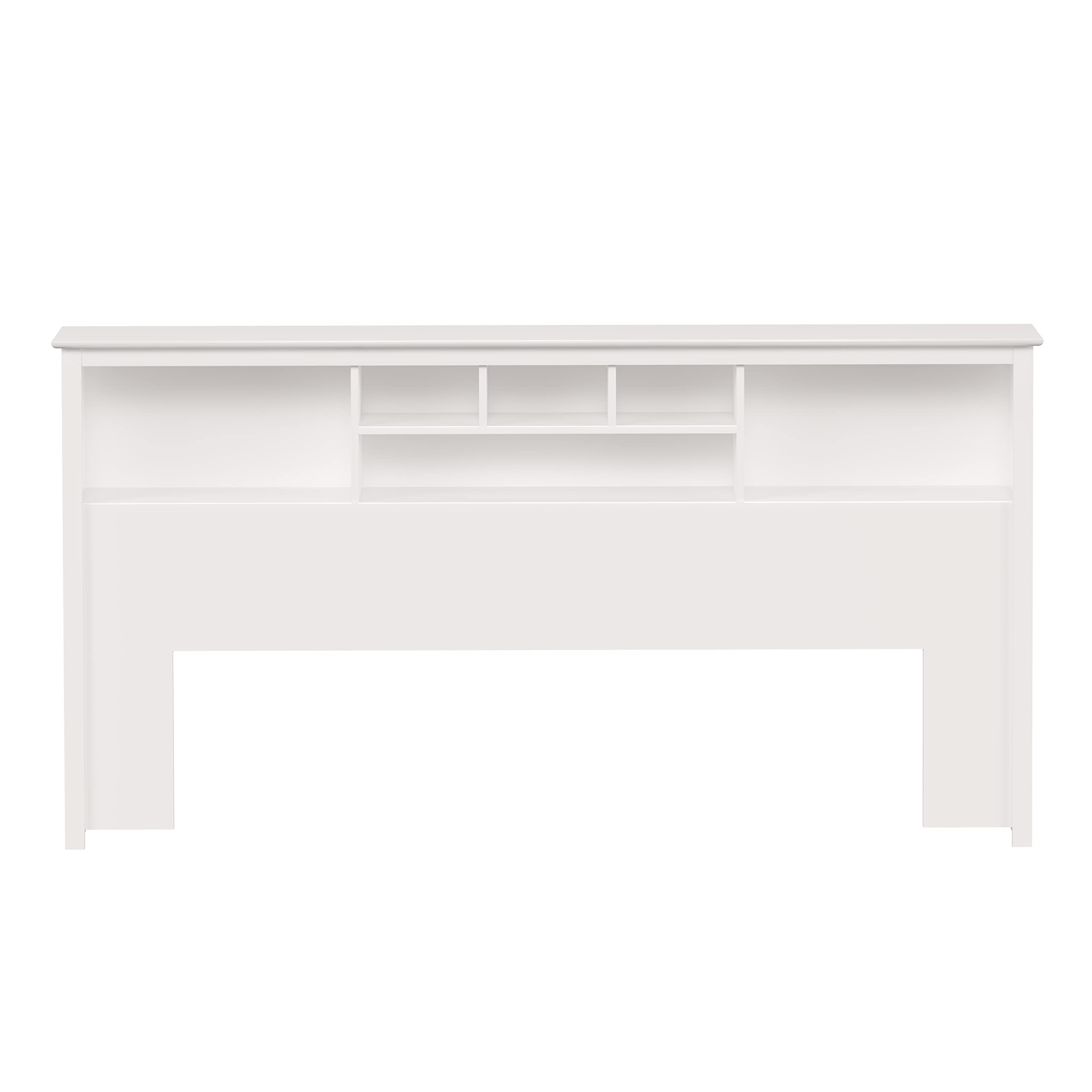 Prepac King Size Bookcase Headboard with Storage - White Wooden Bed Frame for Bedroom Organization & Stylish Home Decor