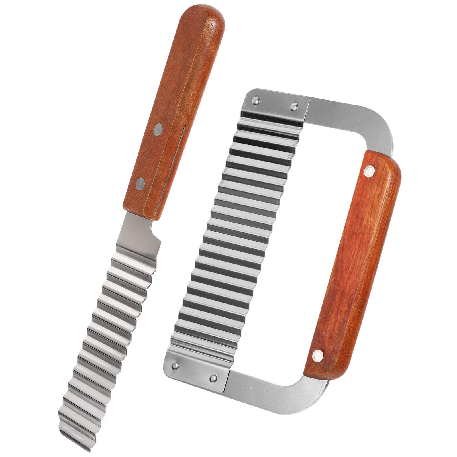 DOITOOL 2-Pack Stainless Steel Potato Crinkle Cutters - Wavy Chopper & Wave Cutter for Perfect French Fries - Kitchen Gadget for Homemade Potato Chips, Wedges & Veggie Slices - Ideal for Home Cooking, Parties & Restaurant Use
