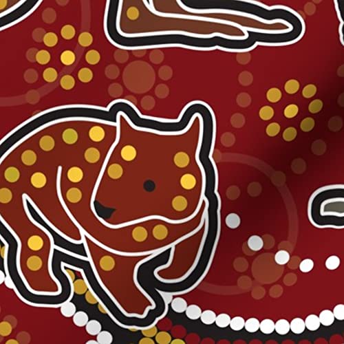 Aussie Kangaroo Wombat Printed Satin Fabric by The Yard - Premium Sewing Material for Apparel, Fashion, Blankets & Home Decor | Perfect for DIY Crafts, Quilting, and Upholstery Projects