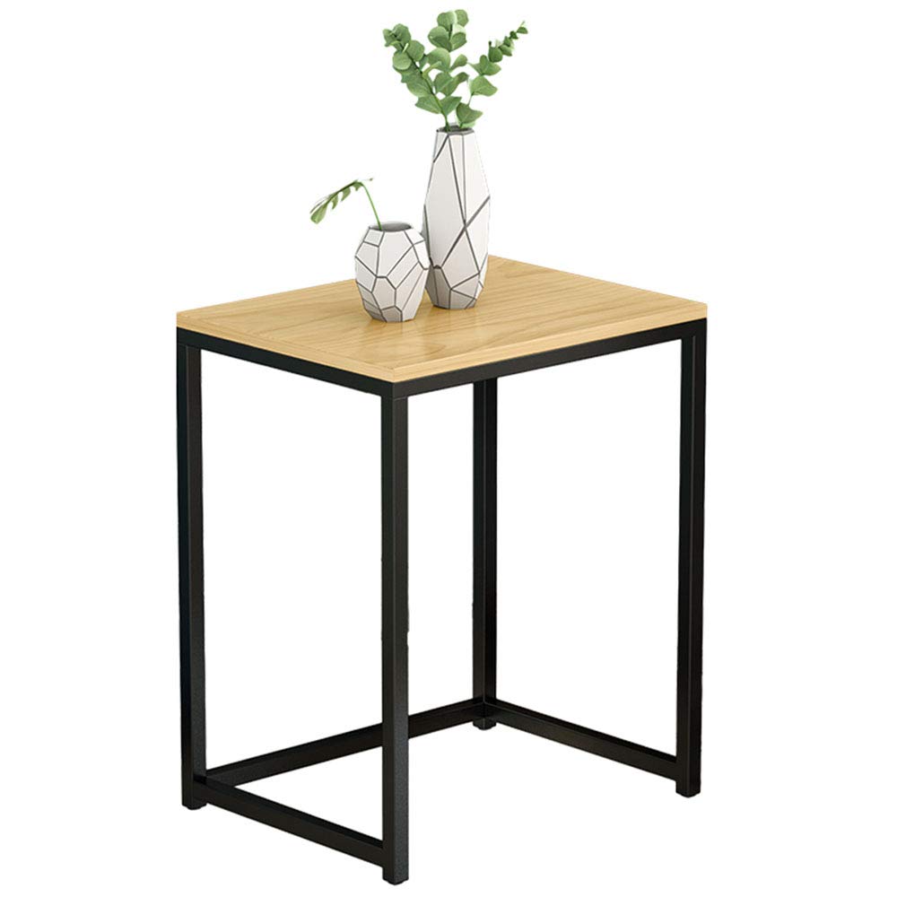 Modern Simple Side Table - Solid Wood Top & Iron Frame, Living Room End Table, Coffee Table, Small Storage Table, Bedside Table (55x35x45cm) - Perfect for Living Rooms, Bedrooms & Small Spaces