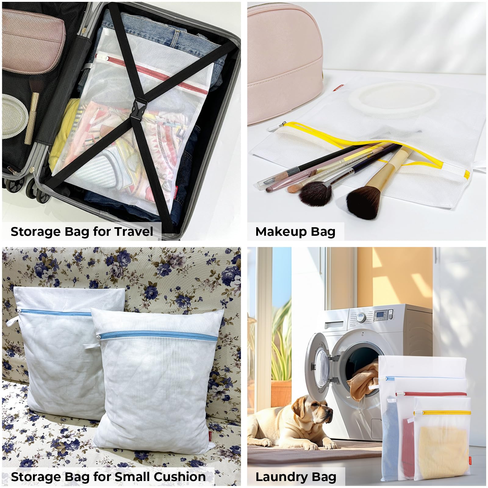 9 Pack Mesh Laundry Bags with Sturdy Zipper - Breathable Wash Bags for Delicates, Lingerie, Underwear, Socks & Shoes - Durable Hanging Loop & Fine Net Design - Perfect for Travel, Gym, Dorm & Home Laundry Organization