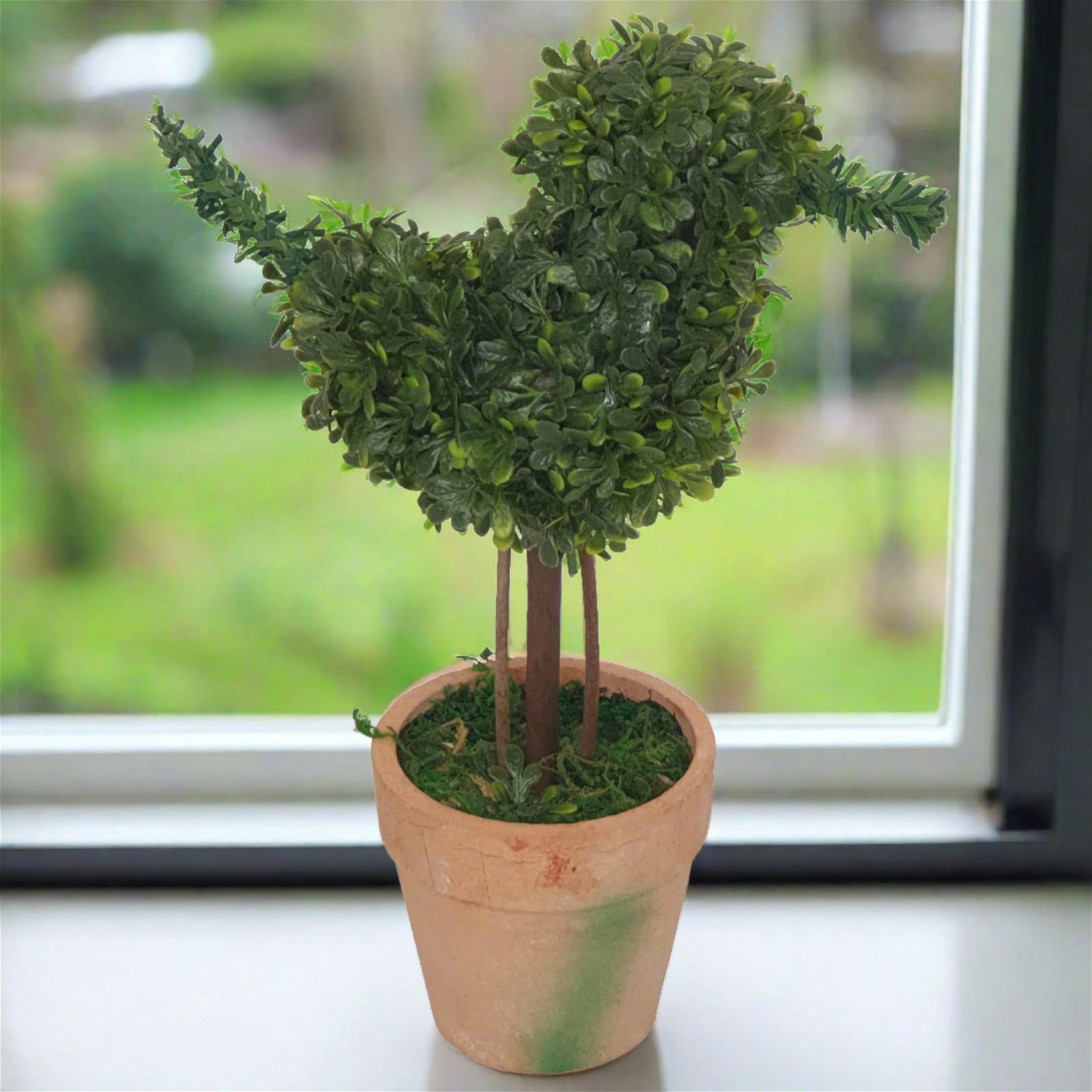 21cm Artificial Topiary Duck Plant in Terracotta Look Pot - Decorative Home & Office Desk Decor by Criterion - Perfect for Indoor Greenery, Wedding Centerpieces, and Garden Decorations