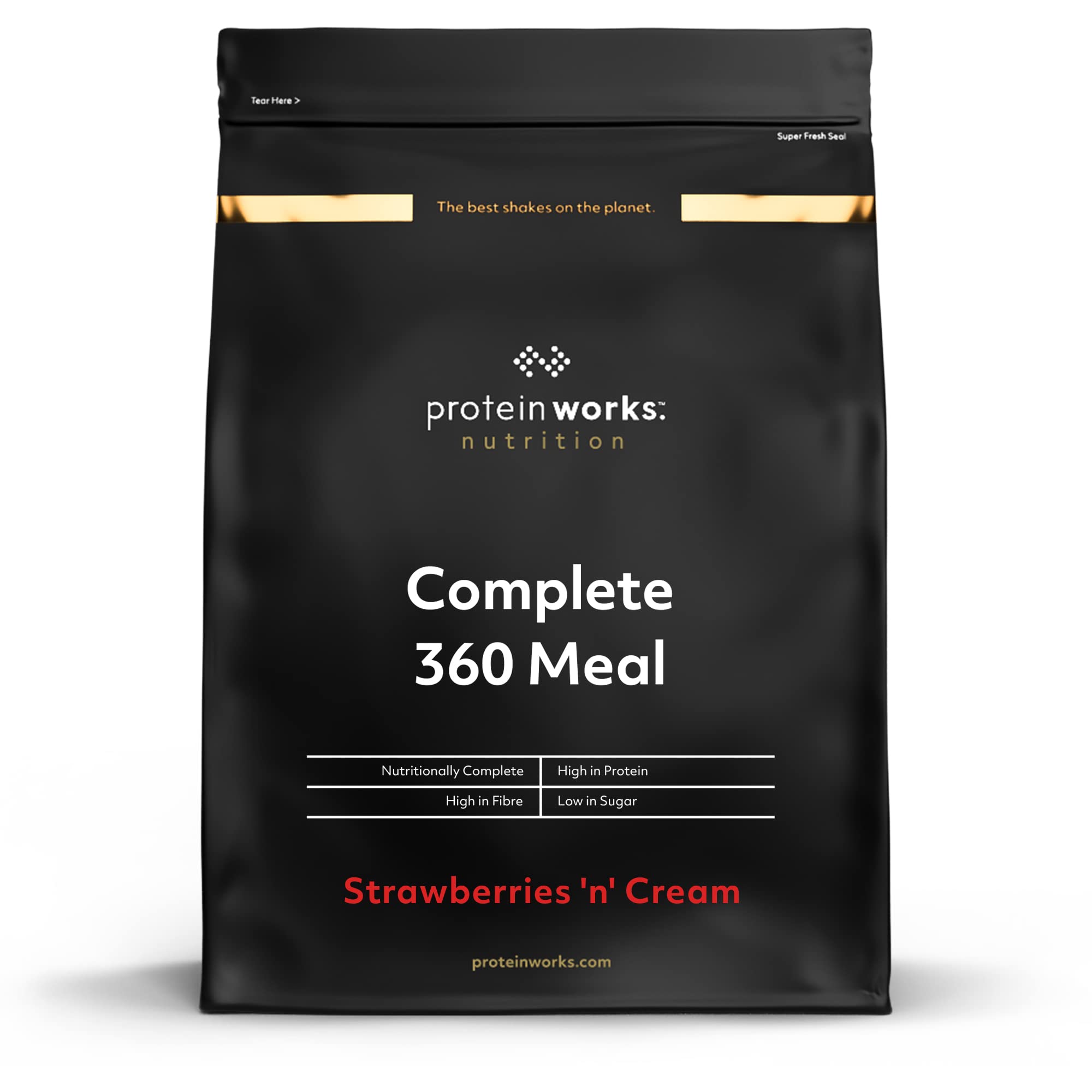 Protein Works Complete 360 Meal Replacement Shake - 400 Calorie High Protein Powder with 8 Active Ingredients (Strawberries 'n' Cream, 500g, 5 Servings) - Perfect for Post-Workout Recovery, Weight Management & Busy Lifestyles