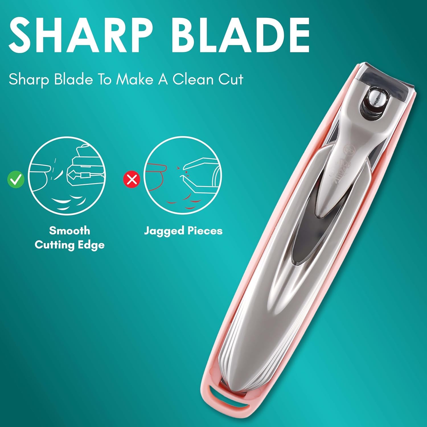 Beauté Secrets Professional Nail Clipper Set with Splash-Proof Storage Box - Large Detachable Fingernail & Toenail Clippers, Easy Clean Nail Trimmer with Nail Files for Men & Women (Pink) - Perfect for Home, Travel & Salon Use