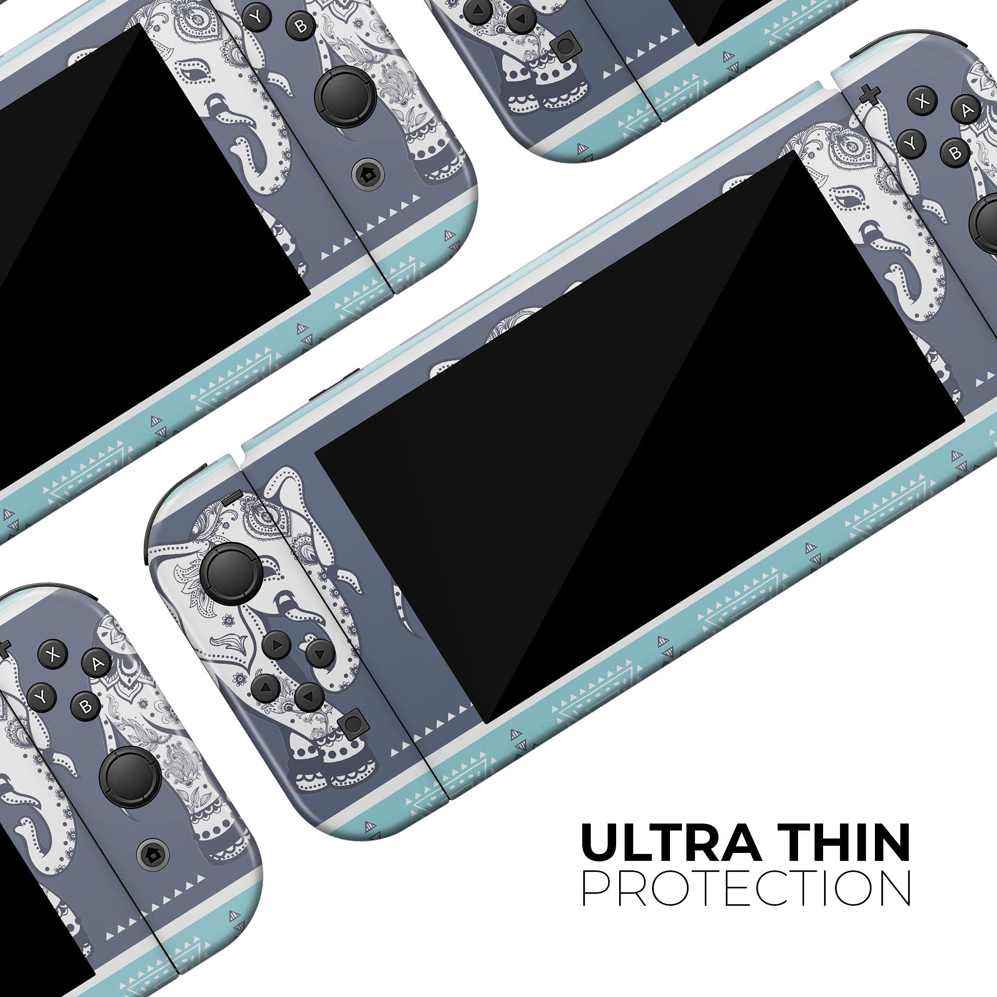 Nintendo Switch & Joy-Con Protective Vinyl Skin Wrap - Scratch-Resistant Removable Decal Cover with Sacred Elephant Design - Perfect for Gaming, Travel & Console Protection