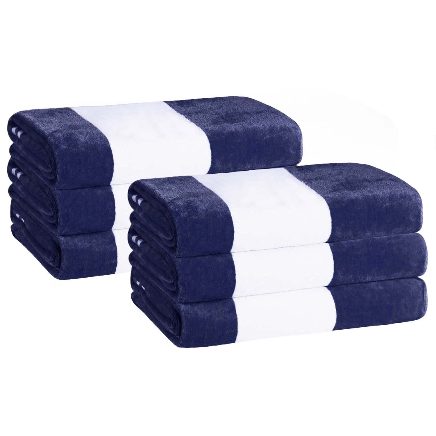 Premium Cabana Stripe Oversized Cotton Beach Towel Set of 2, 4, or 6 - Soft, Absorbent & Quick-Drying for Pool, Beach, Vacation & Spa Use