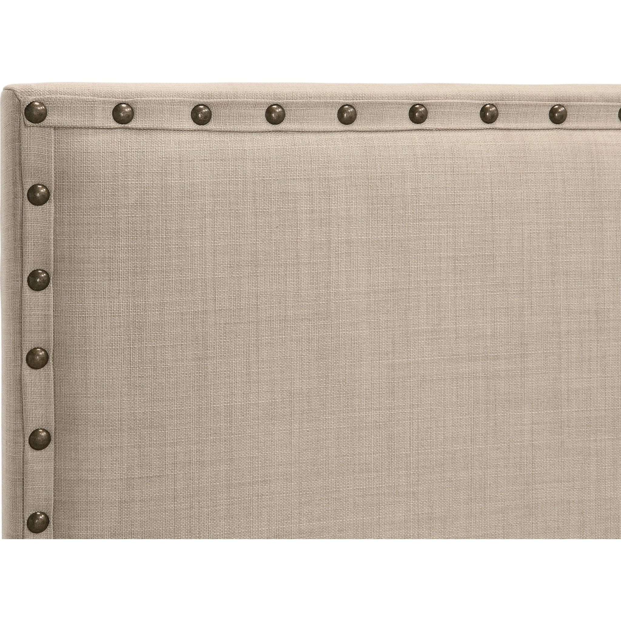 Tavel Nailhead Upholstered Headboard - Queen Size in Toast Linen Fabric | Elegant Bedroom Decor for Master & Guest Rooms