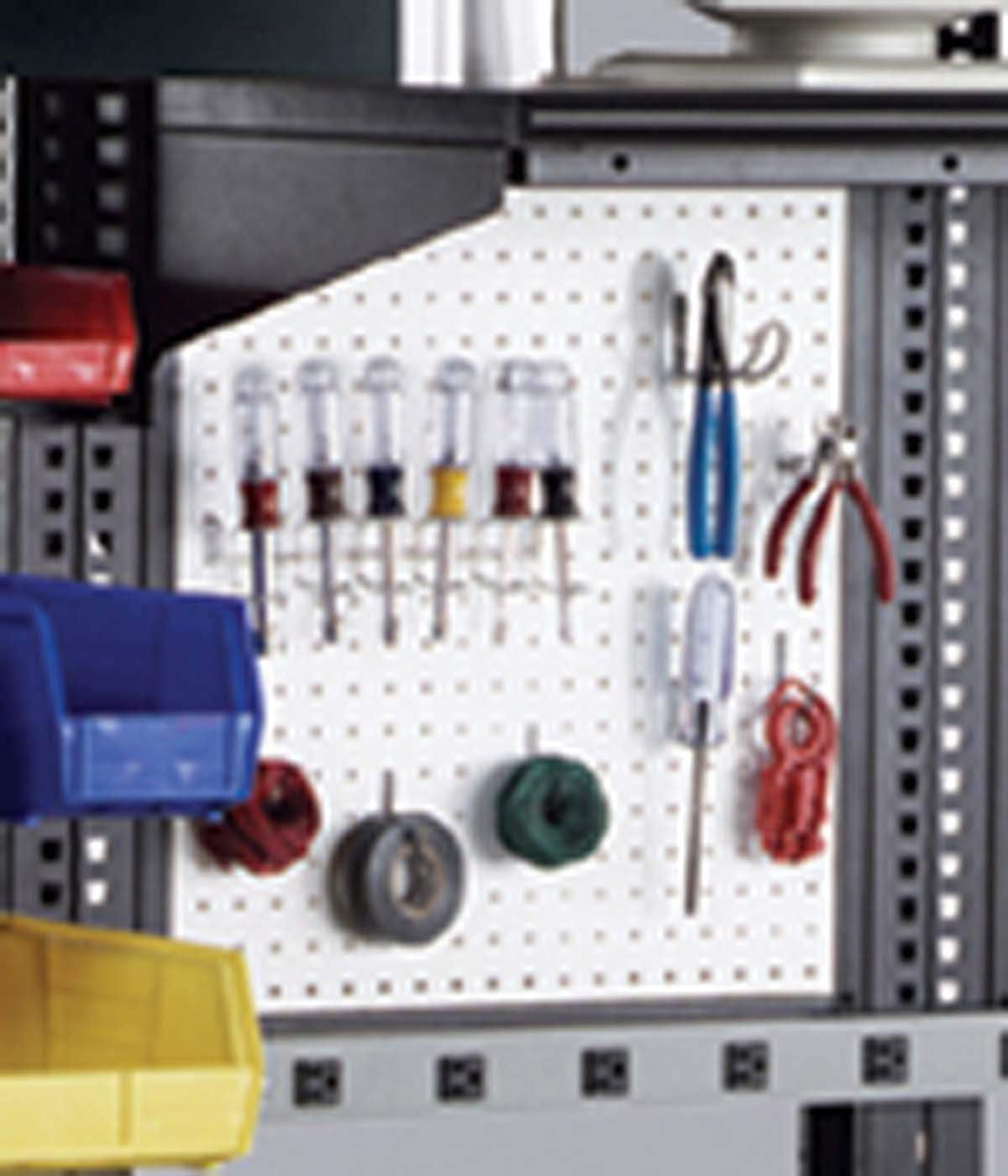 Safco Mayline Techworks 24x24 Peg Board Organizer - Heavy Duty Wall Mounted Tool Storage System for Garage, Workshop & Office Organization [752]