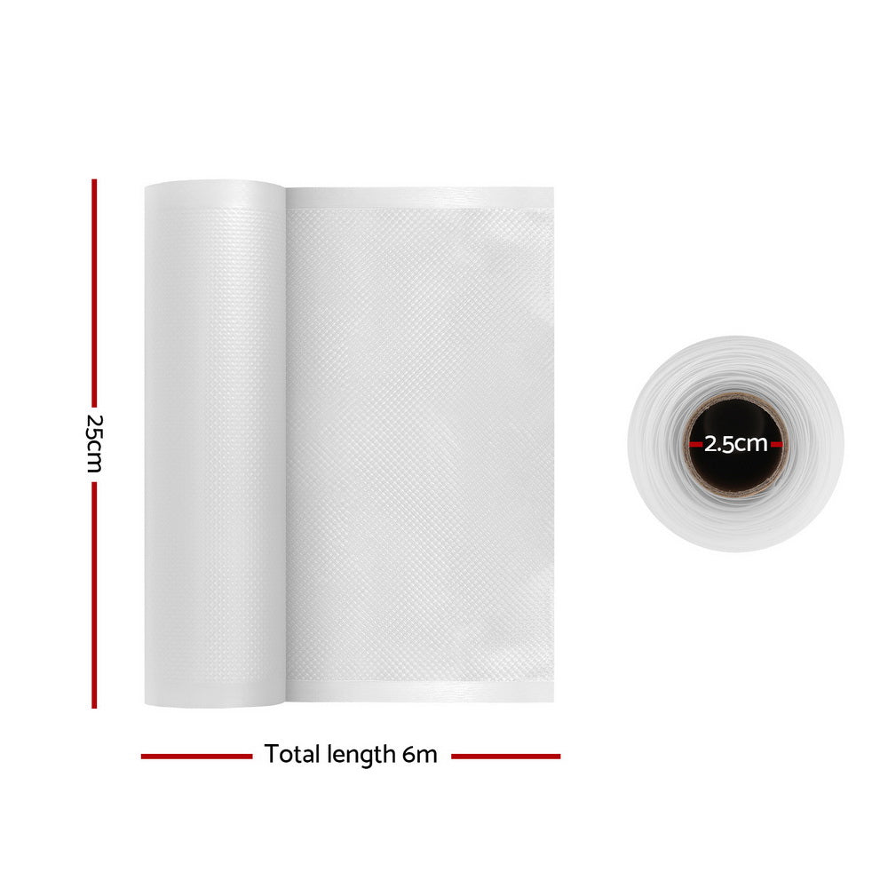 10 Rolls Vacuum Sealer Bags for Food Storage - 25cm x 6m Heat Sealing Bags - Perfect for Sous Vide, Meal Prep & Freezer Organization (25 Pack)
