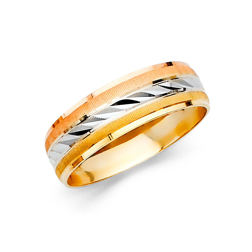 14K Gold Round Cubic Zirconia Ring for Men - Yellow, White & Rose Gold Wedding Band, Anniversary Gift for Him - Perfect for Engagements, Proposals & Special Occasions