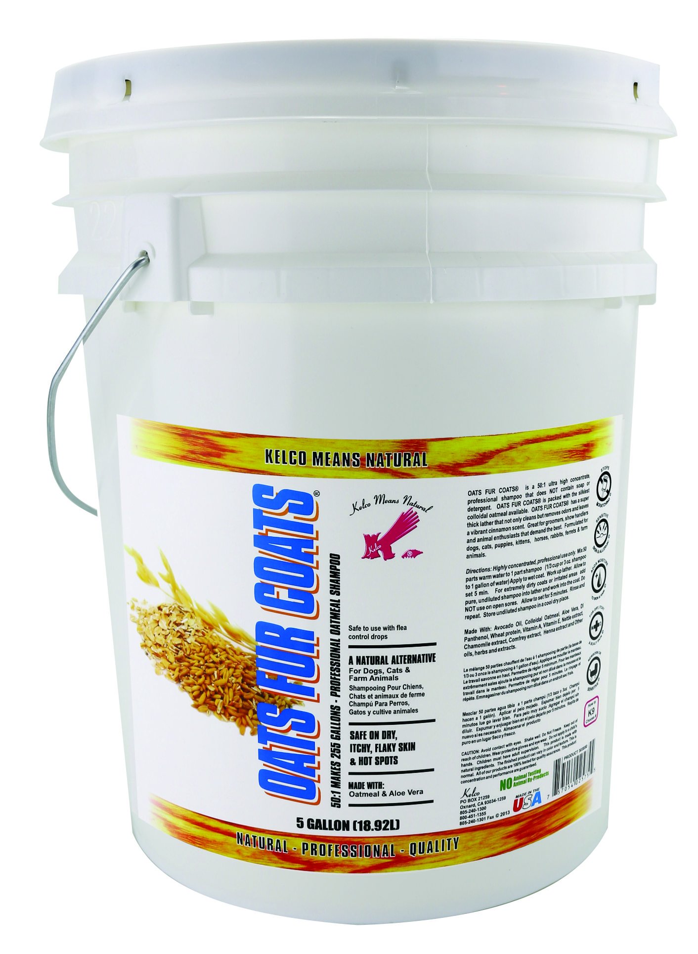 Kelco 50:1 Oats-Fur-Coats Shampoo for Dogs & Cats - 5 Gallon Bulk Pet Shampoo with Oatmeal Formula | Gentle Cleansing for Sensitive Skin, Soothing Itch Relief | Perfect for Grooming Salons, Pet Daycares & Multi-Pet Households