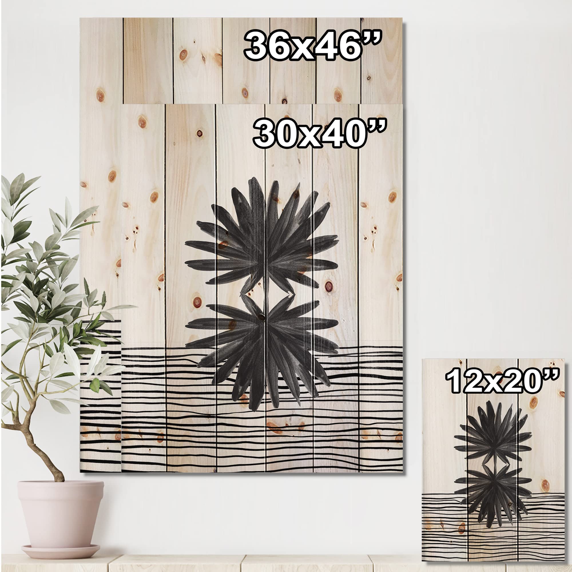 Modern Tropical Leaf Wood Wall Art - Black & White Floral Panels for Home Decor