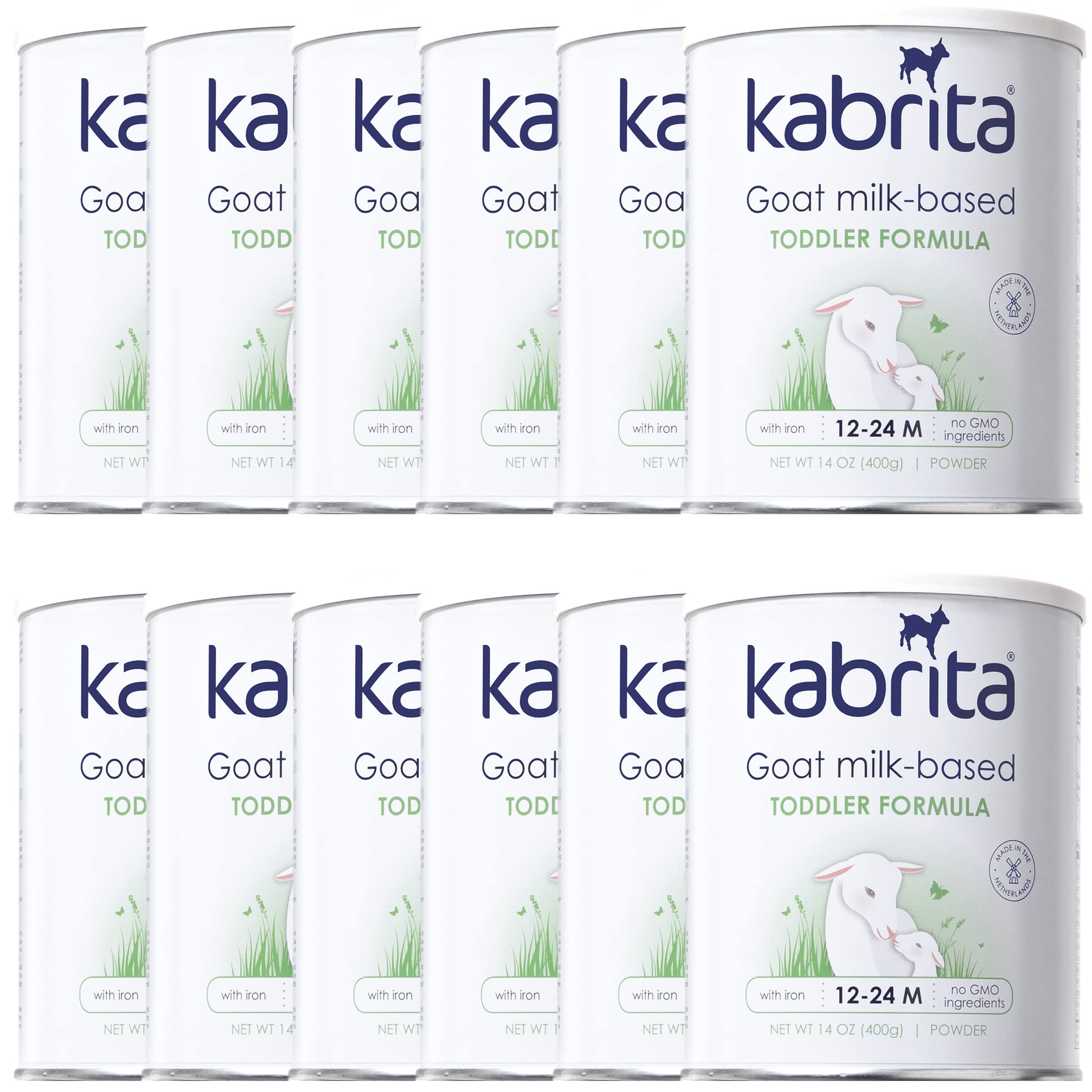 Kabrita Goat Milk Toddler Formula - 14oz (Pack of 12) | Non-GMO, Easy to Digest Baby Formula for 12-24 Months | Perfect for Travel, Daycare & Supplementing Breastfeeding