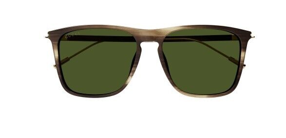 Gucci GG 1269S 003 Havana Gold/Green Rectangular Men's Sunglasses - Polarized UV Protection Luxury Shades for Driving, Beach & Outdoor Activities