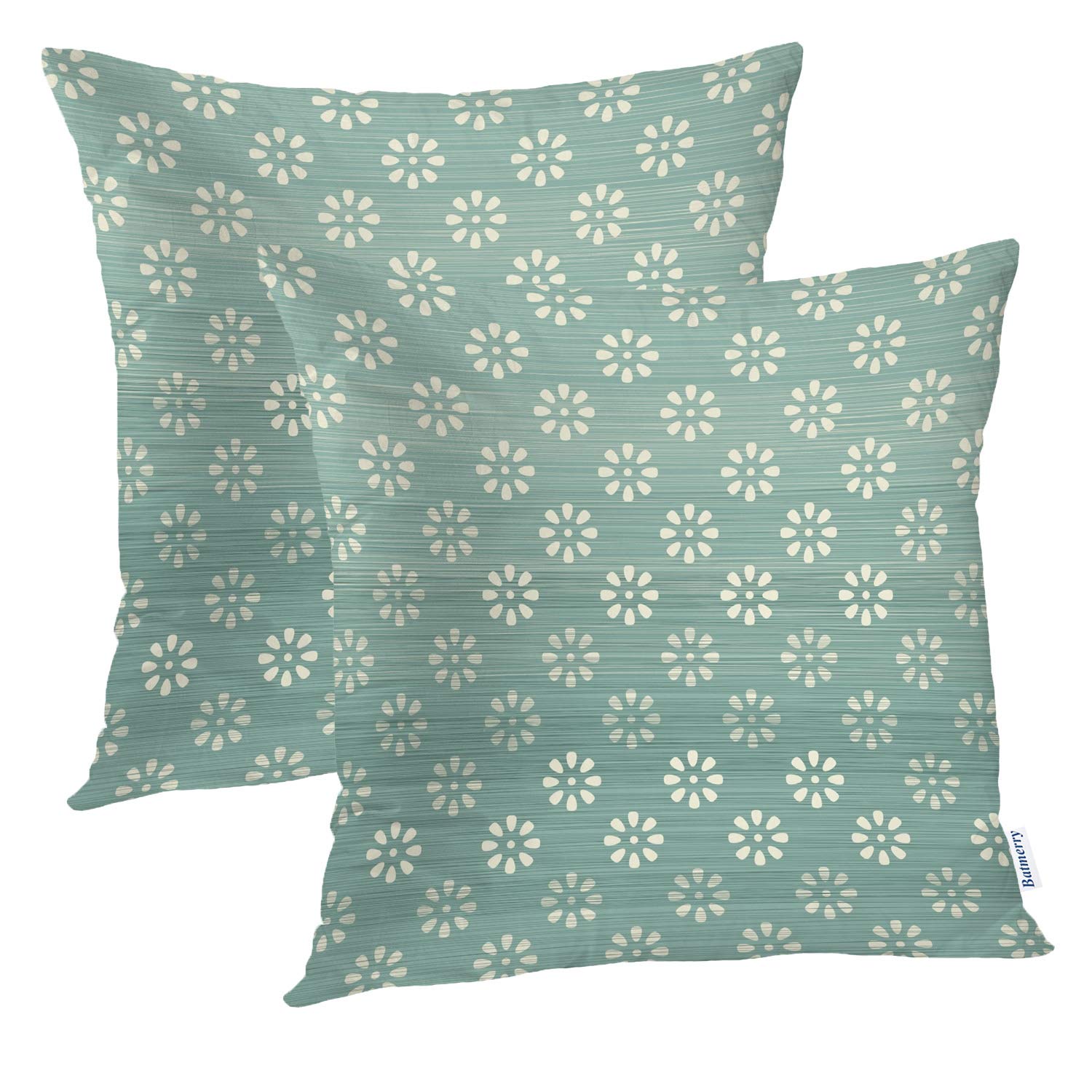 Batmerry 20x20 Inch Blue Geometric Decorative Pillow Covers Set of 2 - Polka Dot & Abstract Flower Pattern Double Sided Square Throw Pillow Covers for Sofa, Bed, Living Room Decor