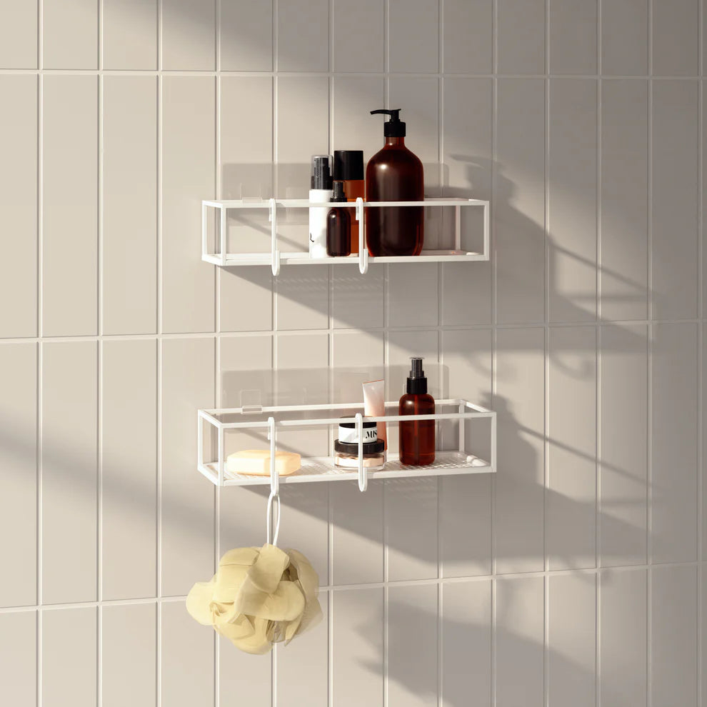 Cubiko Shower Storage Bins Set of 2 - Waterproof Bathroom Organizer for Shampoo, Soap & Toiletries - Perfect for Shower Caddy, Bathroom Shelves & Spa Organization