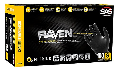 Premium Raven Black Nitrile Powder-Free Disposable Gloves - Small Size (100 Count) | Latex-Free, Durable & Comfortable for Medical, Tattoo, Salon, Food Handling & Cleaning