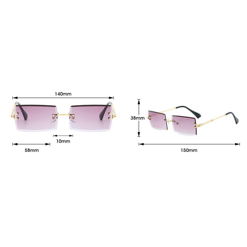 Stylish Small Rectangle Sunglasses for Women - Ultralight Candy Color Rimless Ocean Sun Glasses | Perfect for Beach, Driving & Summer Fashion