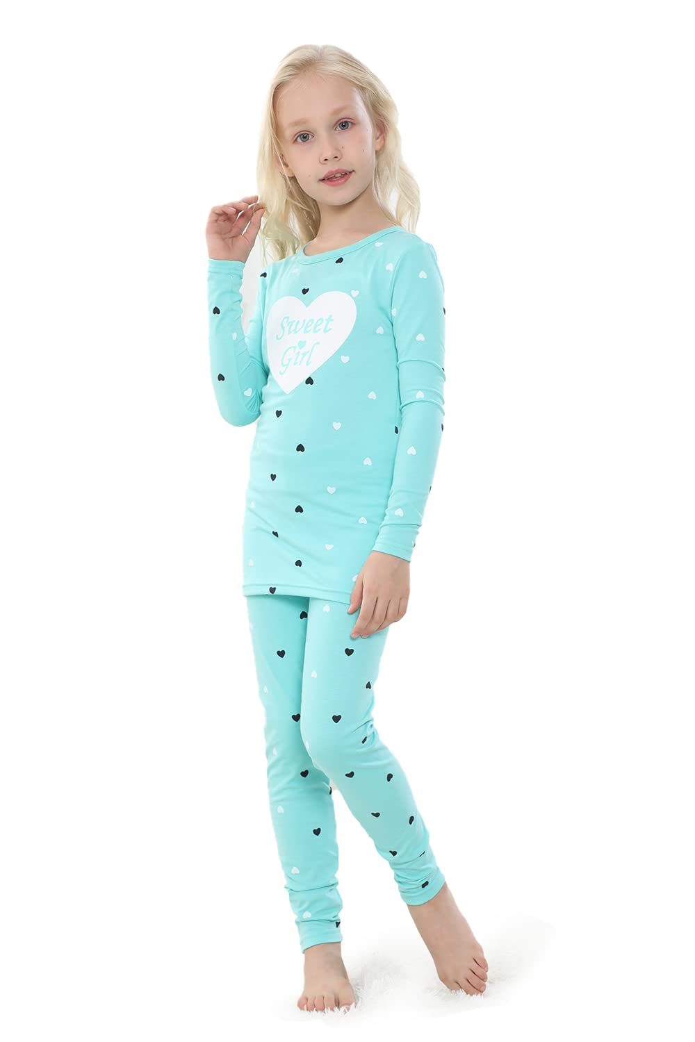 Girls' Heart Print Pajama Set - Soft & Comfy Sleepwear for Kids - Perfect for Sleepovers, Bedtime & Relaxing at Home