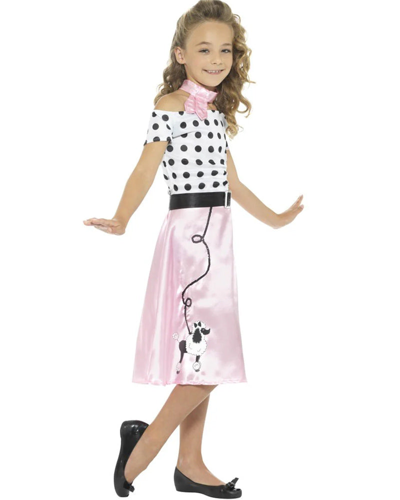 Vintage 1950s Poodle Skirt Costume for Girls - Rockabilly Party Outfit, Sock Hop Dance Dress, Halloween & Retro Theme Party Costume
