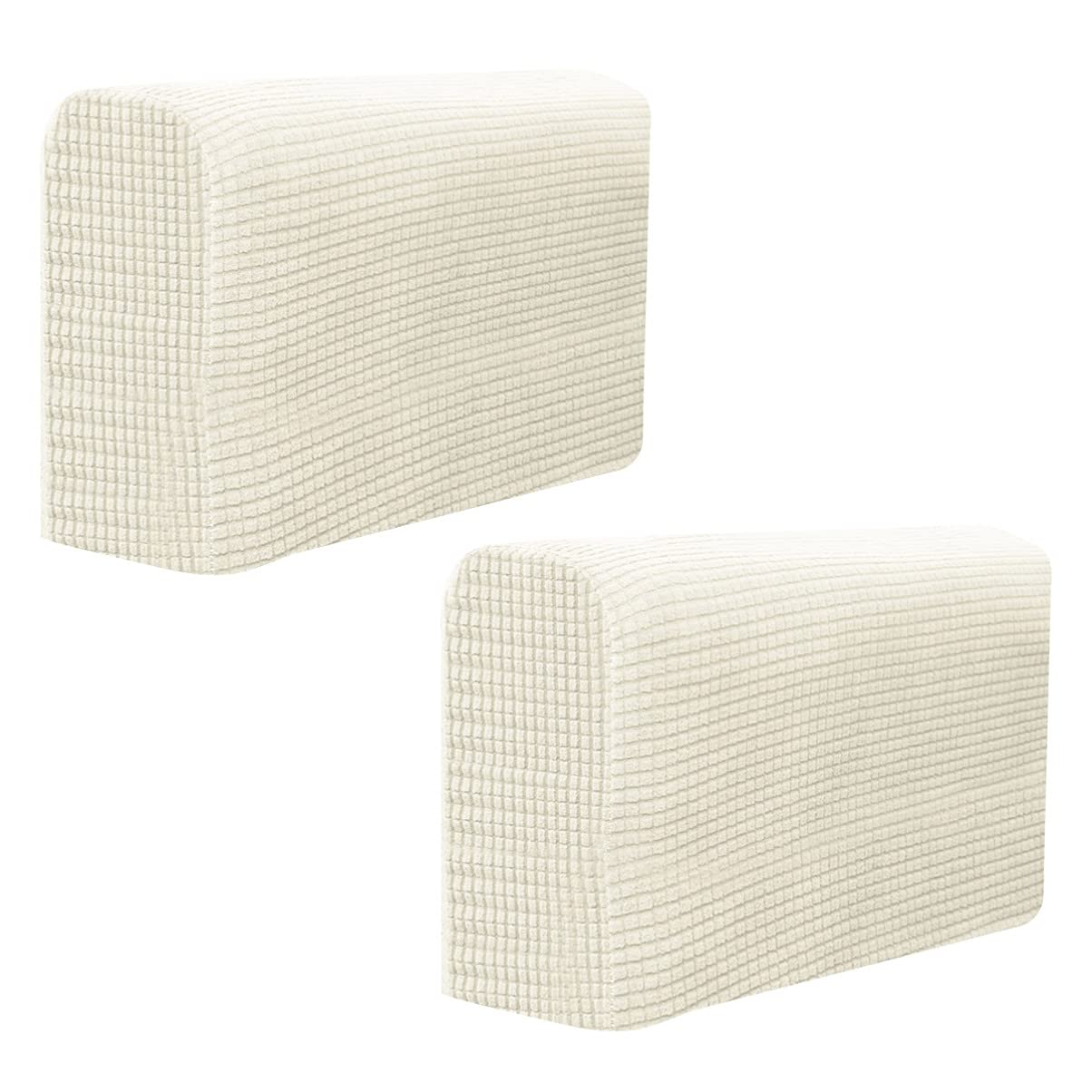 VOSAREA 2-Pack Universal Armrest Covers for Chairs, Sofas & Recliners - Soft Beige Slipcovers Protect Furniture from Wear & Tear - Perfect for Home, Office & Living Room Use