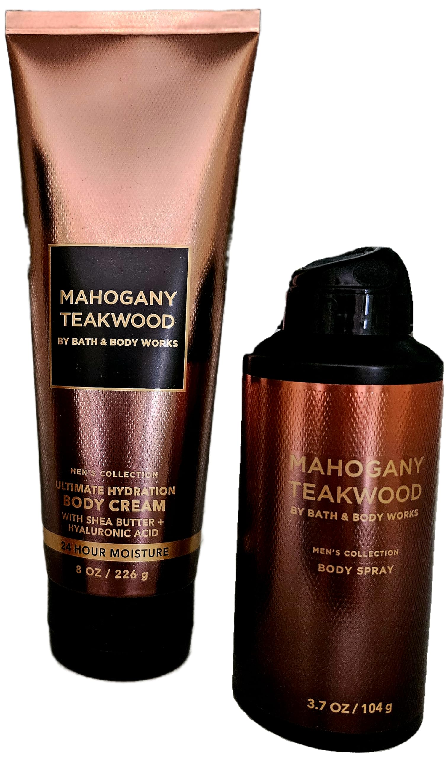 Premium Mahogany Teakwood Body Care Gift Set - 8oz Moisturizing Cream & 3.7oz Refreshing Body Spray for Men | Luxury Skincare, Aromatherapy & Spa Day Essentials