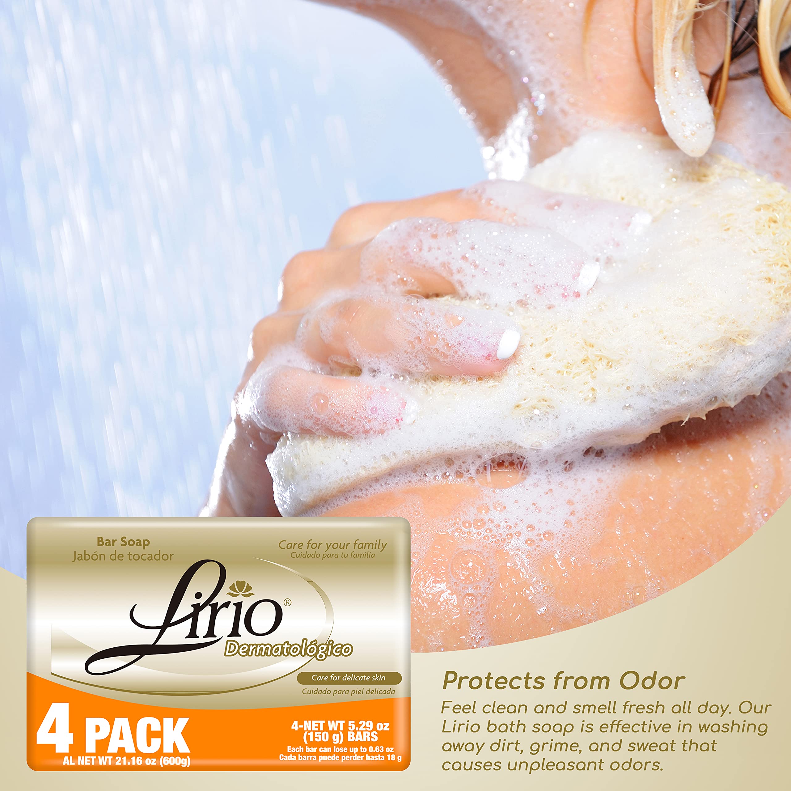 Lirio Derma Bar Soap - Dermatologist Recommended Body Soap for Sensitive Skin, 5.3 Oz (Pack of 4) - Gentle Cleansing for Dry, Itchy Skin & Eczema Relief - Perfect for Daily Shower & Bath Use