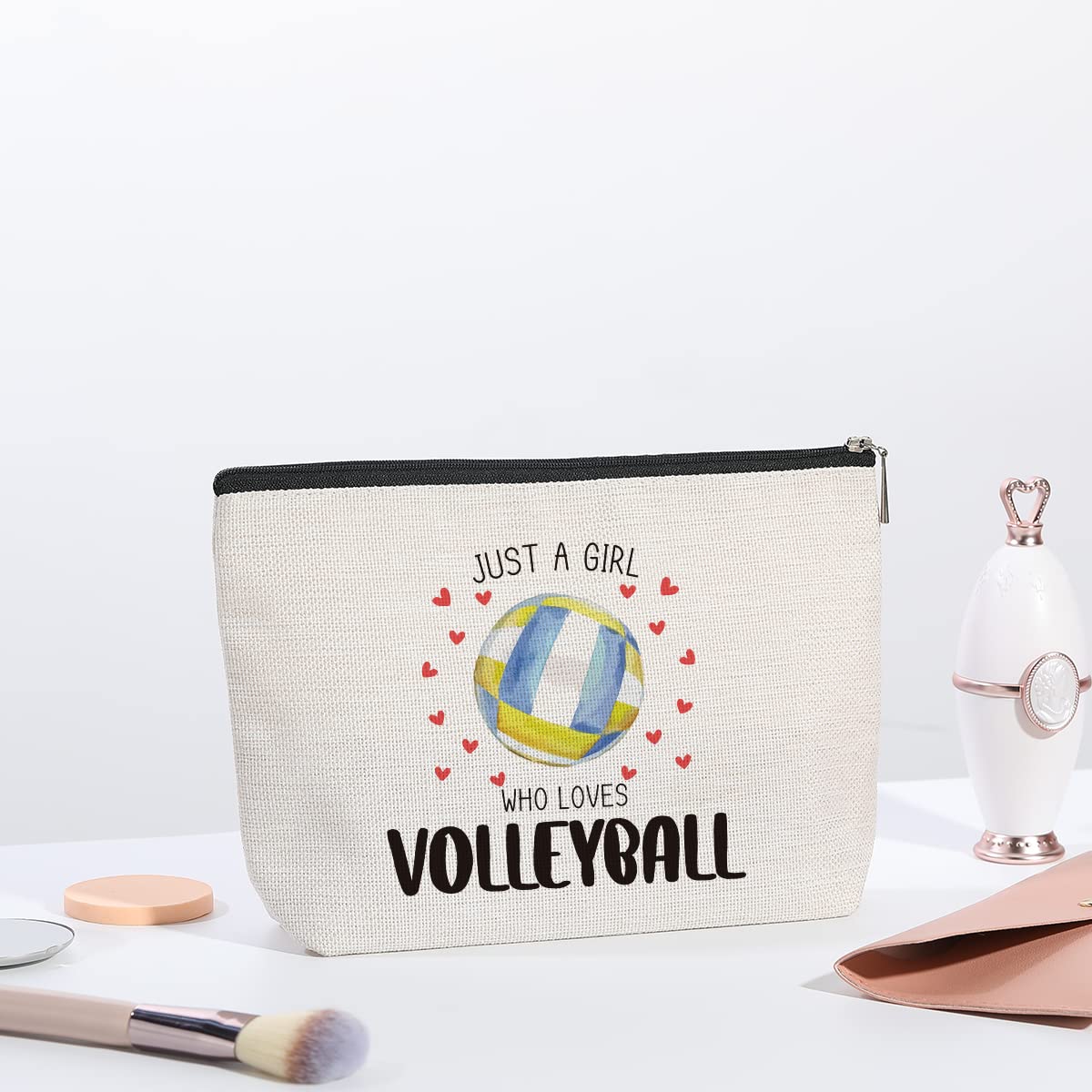 **Best Volleyball Gifts for Women - Inspirational Volleyball Player Gifts for Teams, Birthday Gifts for Her, Best Friend, Sister & Coworker - Volleyball Themed Makeup Bag - Perfect for Sports Lovers & Game Days**