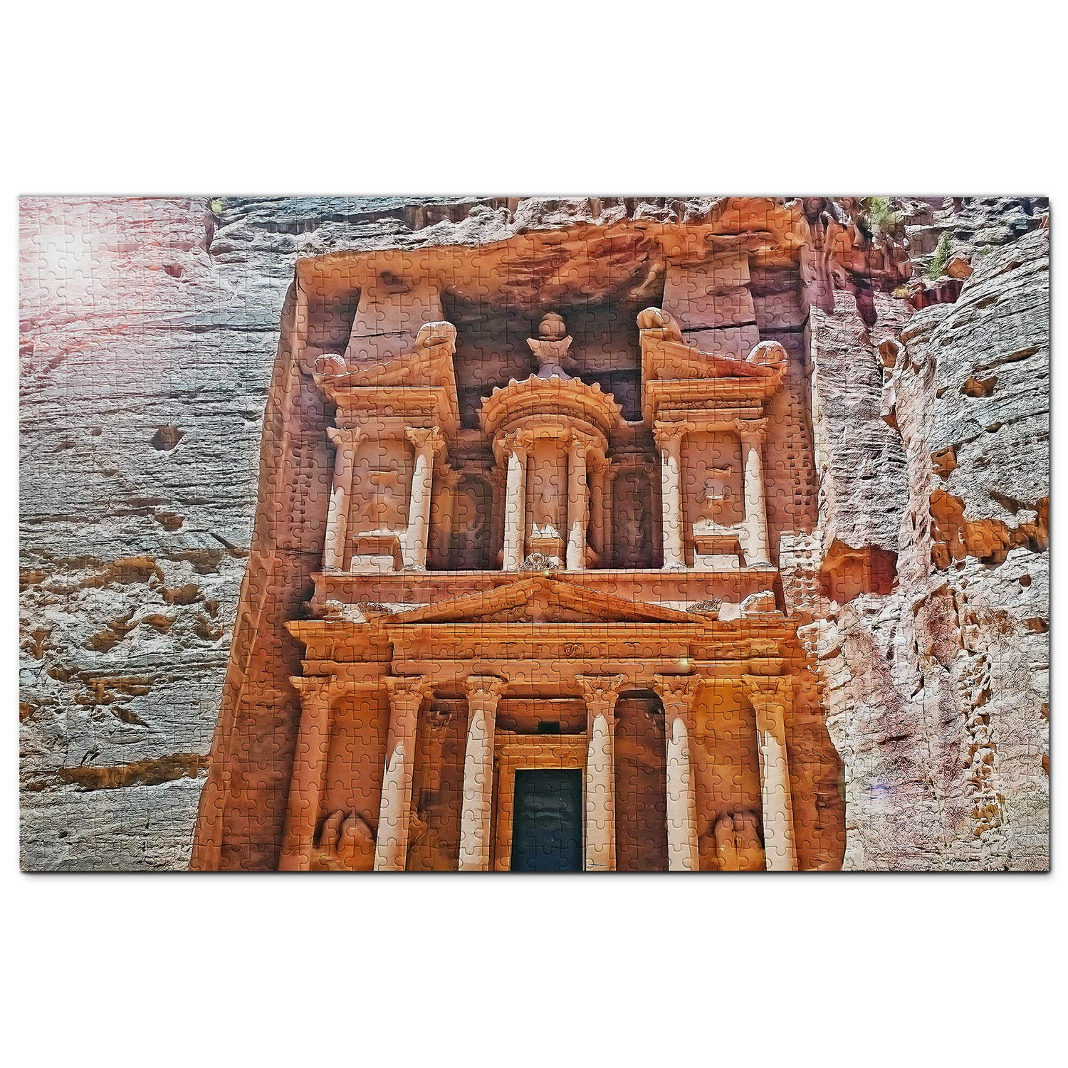 1000 Piece Jordan Jigsaw Puzzle - Al Khazneh Petra Wooden Travel Souvenir for Adults & Teens - Perfect for Home Decor, Gift Giving & Relaxation