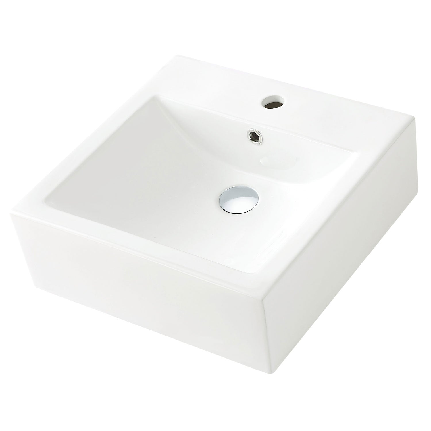 White Ceramic Vessel Lavatory Sink - 18x18 Inches with Single Faucet Hole & 6 Inch Depth - Perfect for Bathroom Vanity, Powder Room, and Modern Home Decor