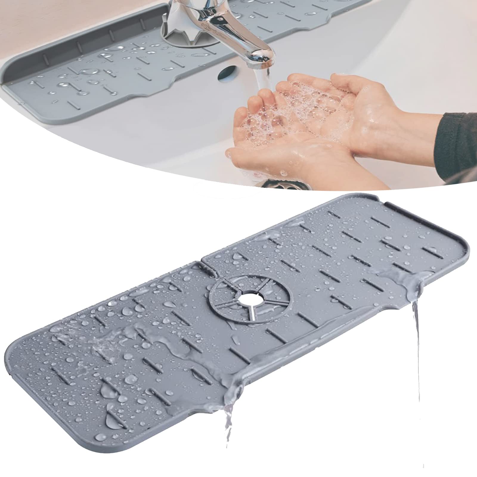 **Foldable Silicone Sink Splash Guard - Kitchen & Bathroom Faucet Drip Catcher Mat, Washable & Durable Splash Protector for RV, Home, and Office Use**